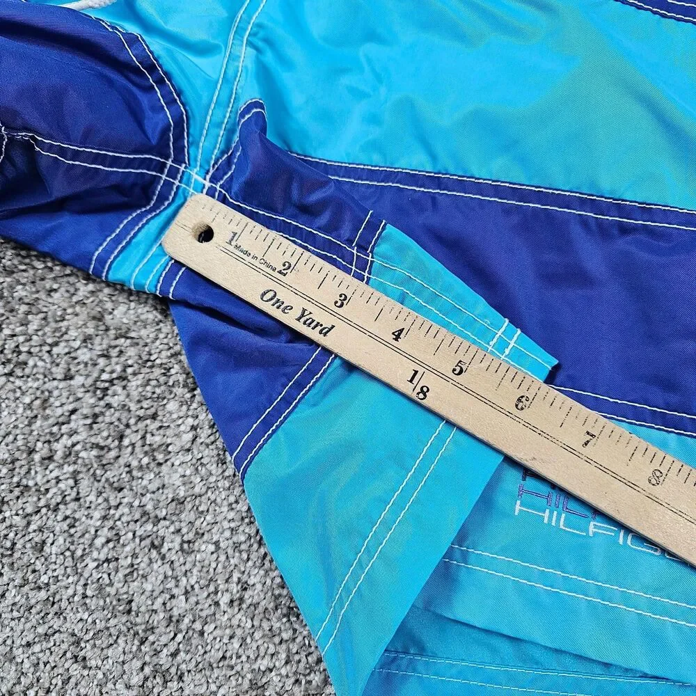 Vintage Tommy Hilfiger Shorts Mens Medium Blue Striped Swim Trunks Lined Beach